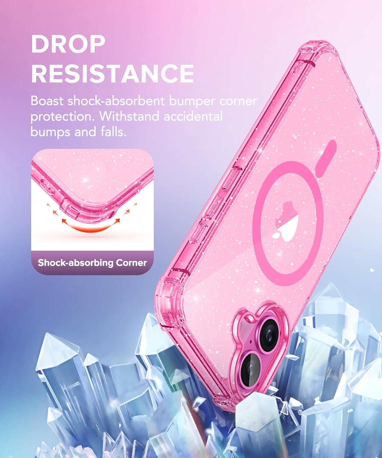Magnetic for iPhone 16 Clear Sparkly Case