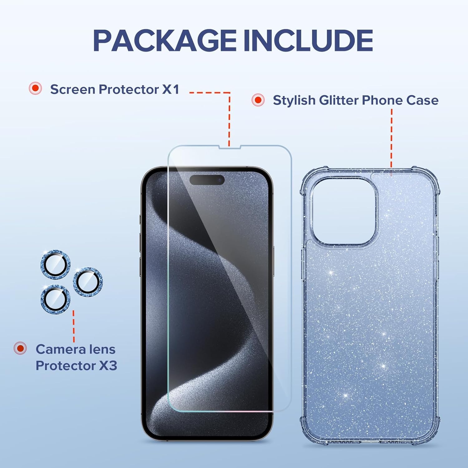 BERFY for iPhone 15 Pro Case Glitter