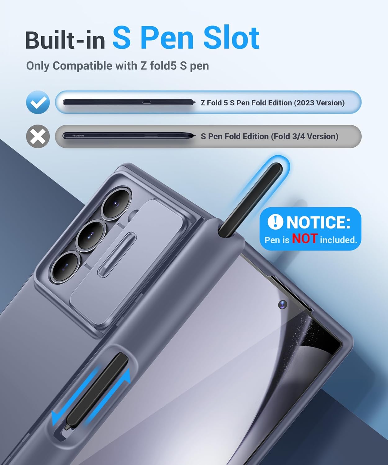 Samsung Galaxy Z Fold 5 Case with S Pen Holder