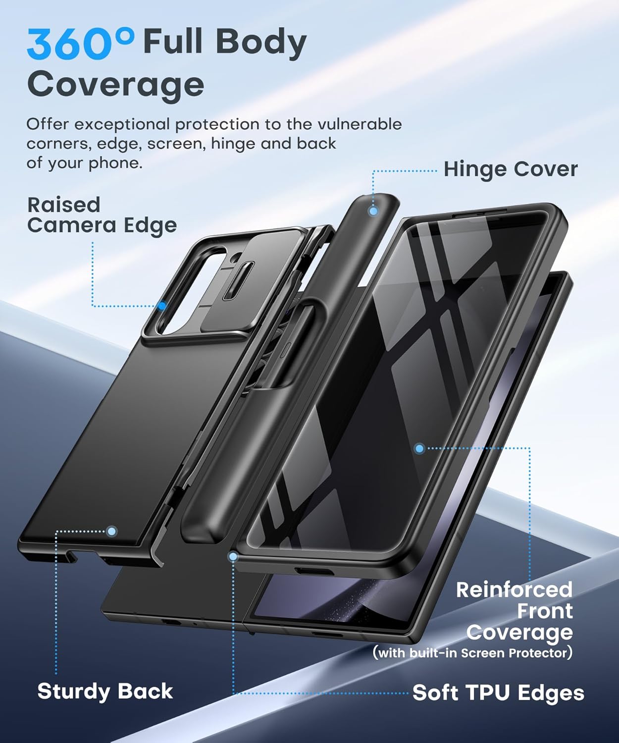 Z Fold 5 Case with Privacy Screen Protector