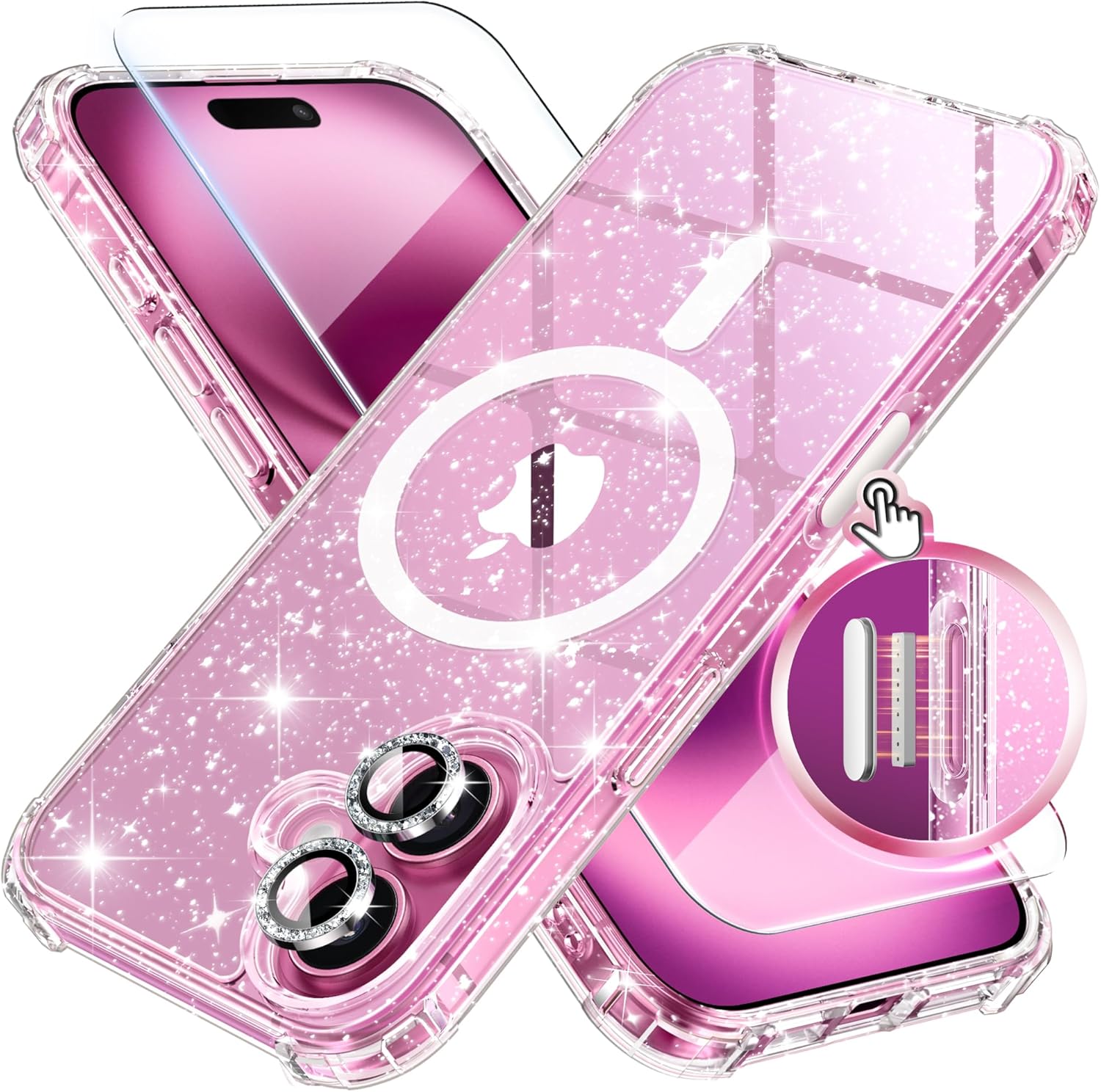 iPhone 16 Plus Clear Sparkly Bling Case
