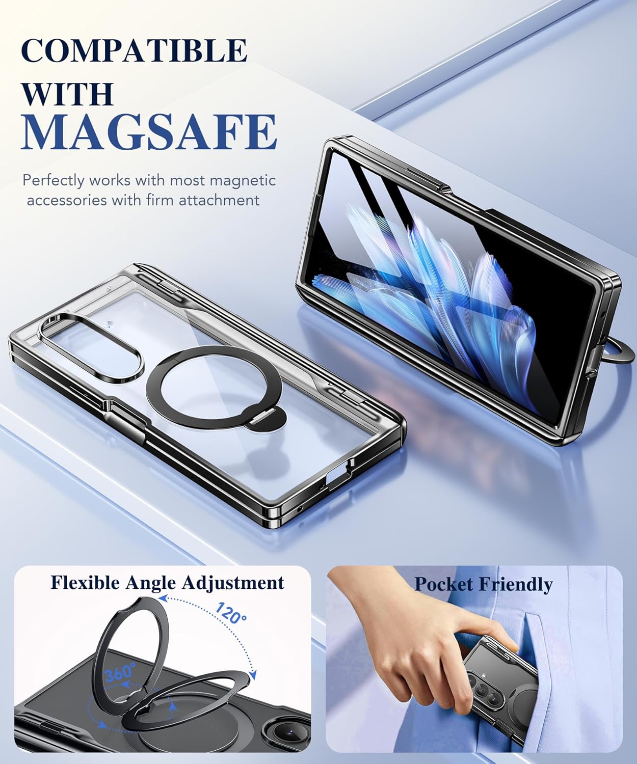 Z Fold 7 Case with 360 Spin Magnetic Stand