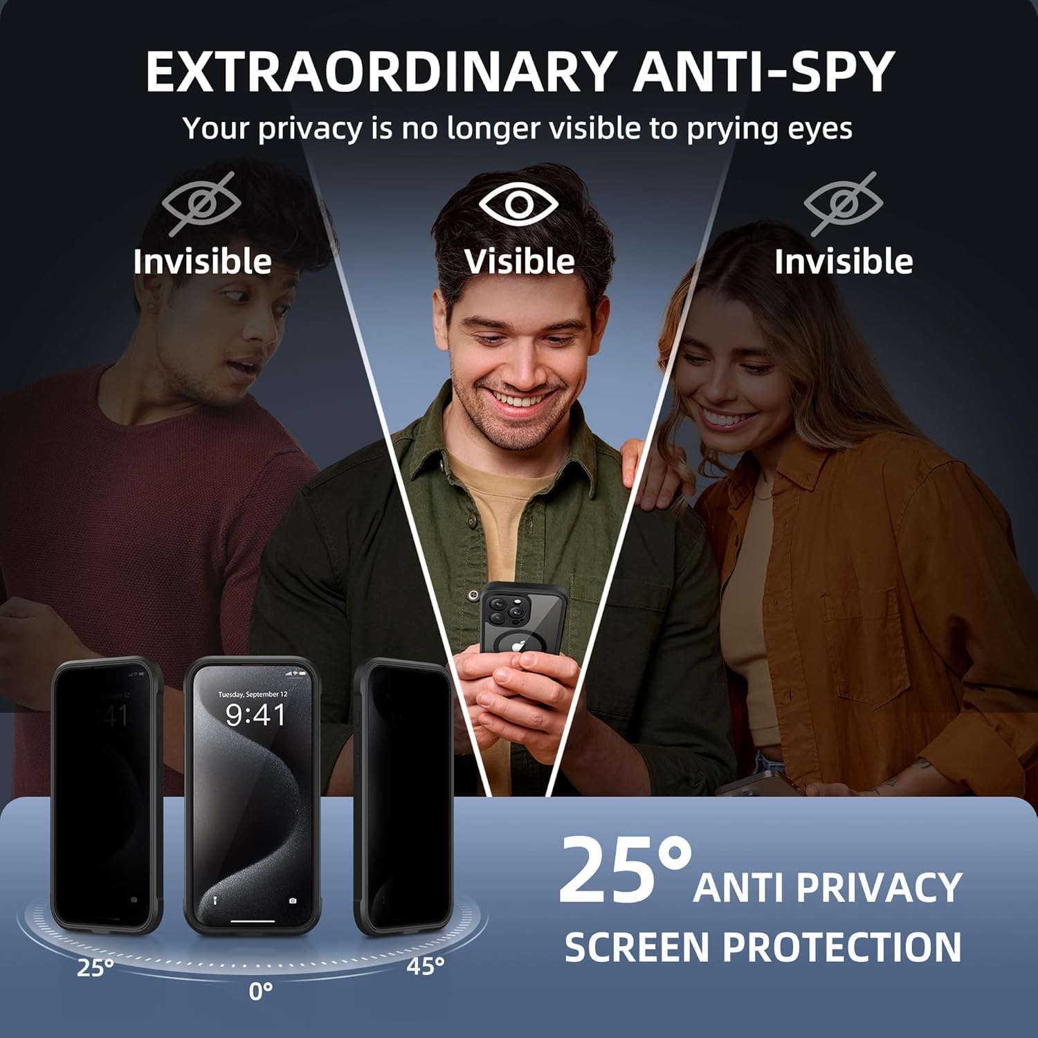 iPhone 16 Pro Max Magnetic Case with Privacy Screen Protector