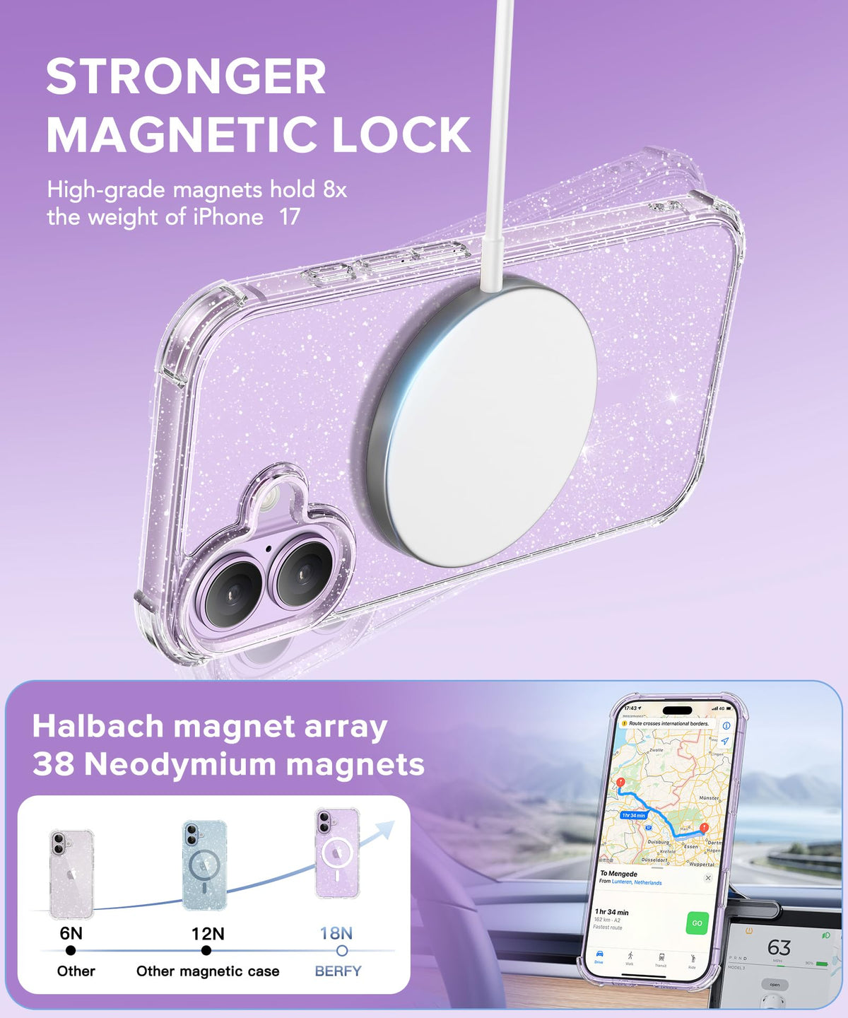 BERFY for iPhone 17 Case for Women 6.3"