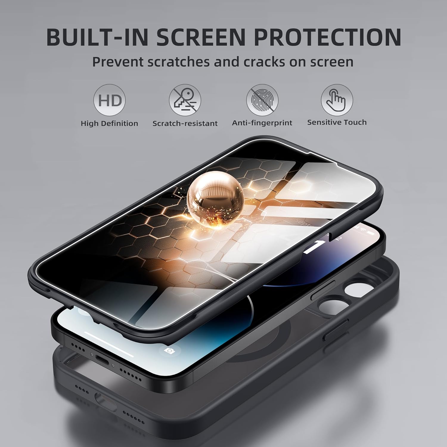 iPhone 14 Pro Max Magnetic Case with Privacy Screen Protector