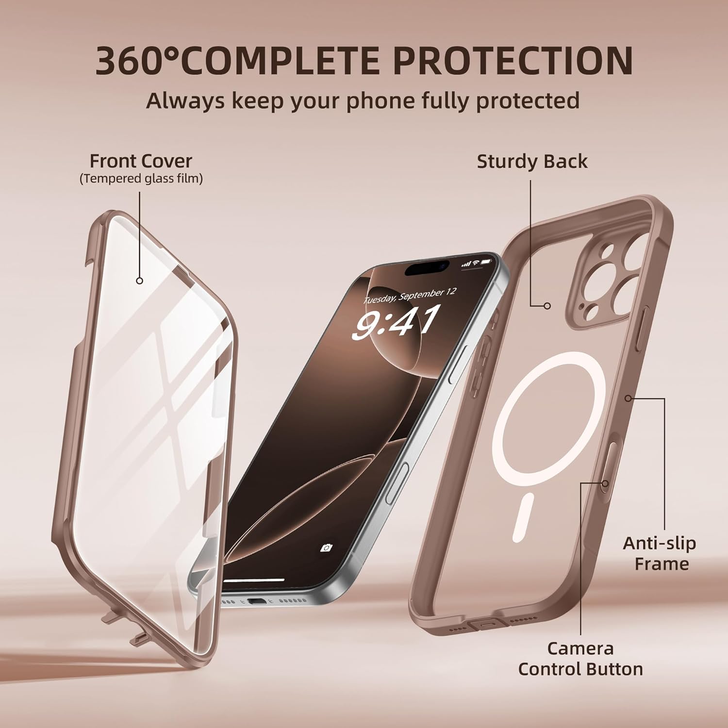 iPhone 16 Pro Max Case Full Body Translucent Matte
