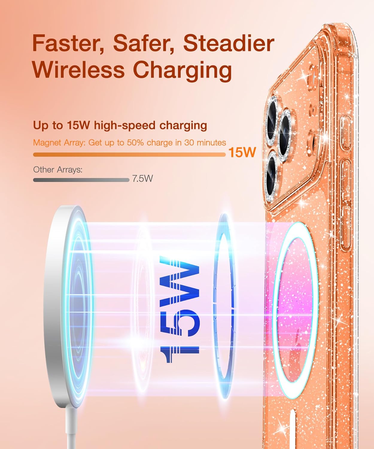 iPhone 17 Pro Max Clear Glitter Case