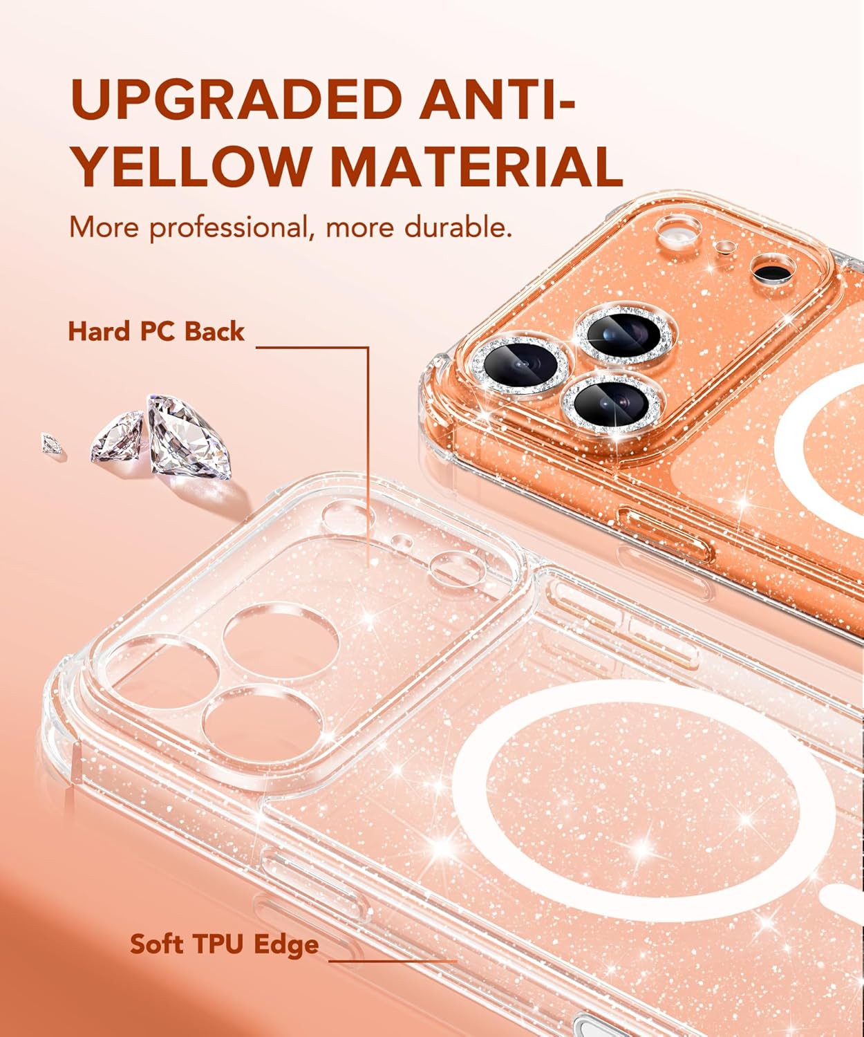 iPhone 17 Pro Max Clear Glitter Case