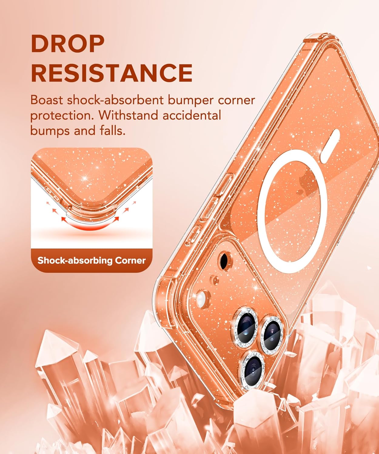 iPhone 17 Pro Max Clear Glitter Case