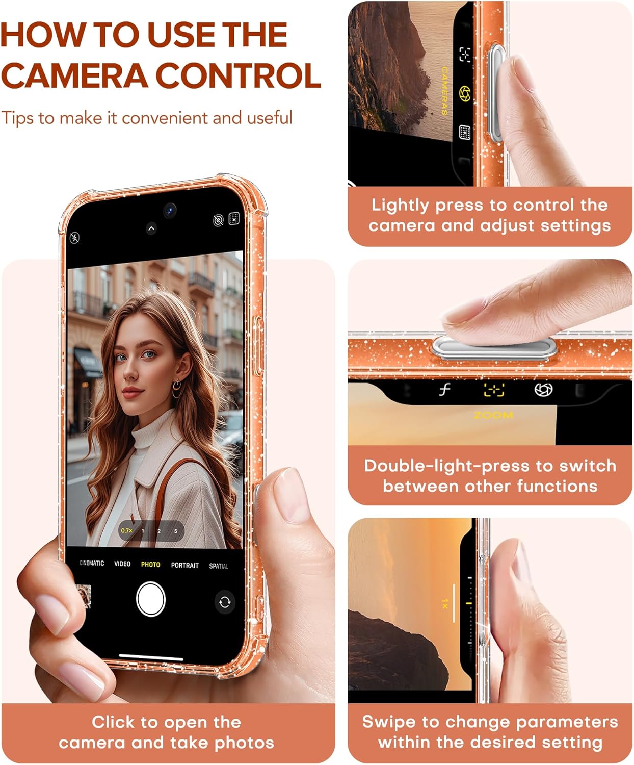 iPhone 17 Pro Max Clear Glitter Case