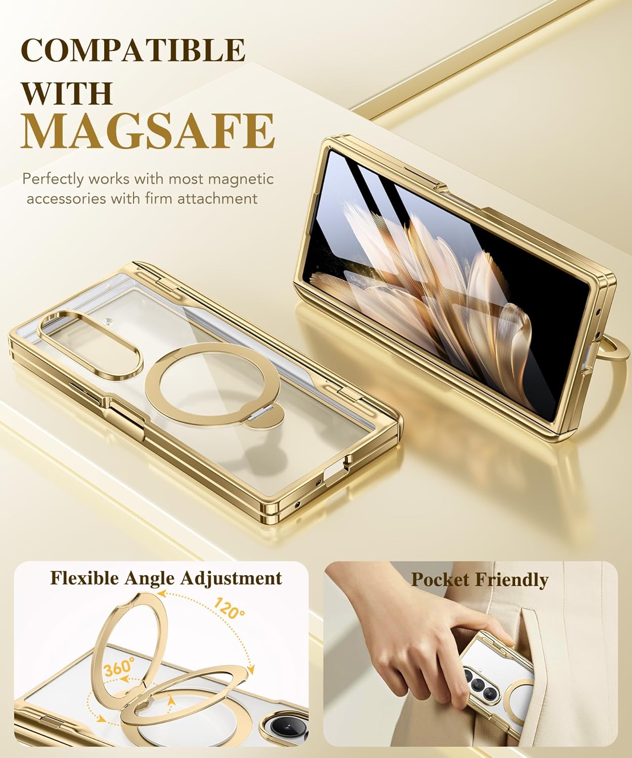 Z Fold 7 Case with 360 Spin Magnetic Stand