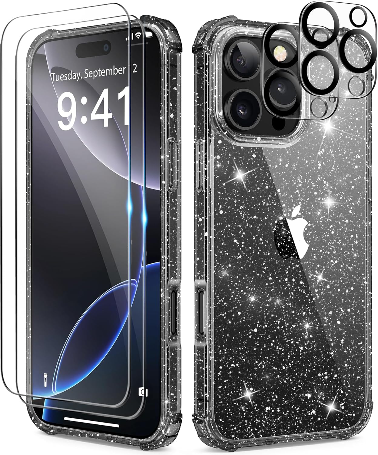 iPhone 16 Pro Max Clear Glitter Case